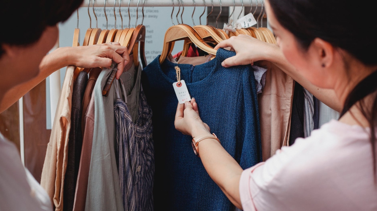 women shopping in a clothing store
