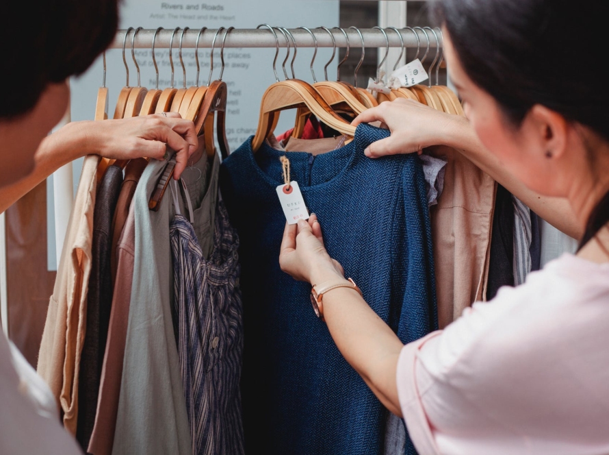 women shopping in a clothing store